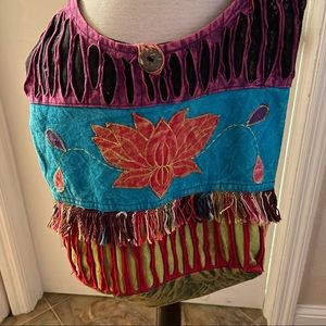Beautiful multi colored Bohemian, hippie bag w/inside & outside pockets. Perfect